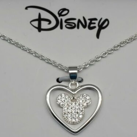 Disney Minnie Mouse Fine Silver Embossed Heart Necklace NWT/NEW - Picture 4 of 10